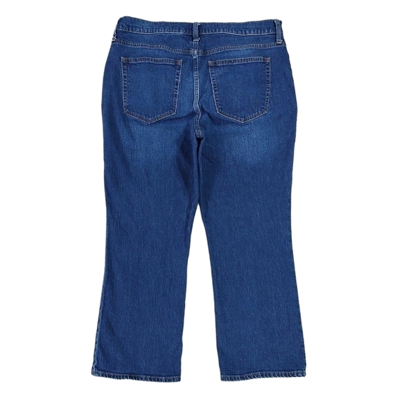 J. Crew Mid Rise Flare Crop Jean in All Day Stretch Button Fly Dark Wash BJ825 - Picture 3 of 9